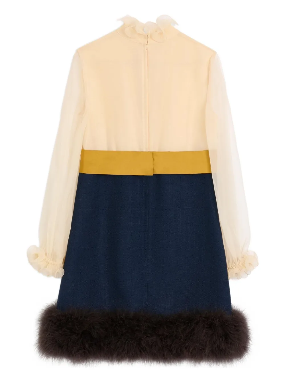 Valentino Garavani ruffled neck long-sleeve dress - Beige