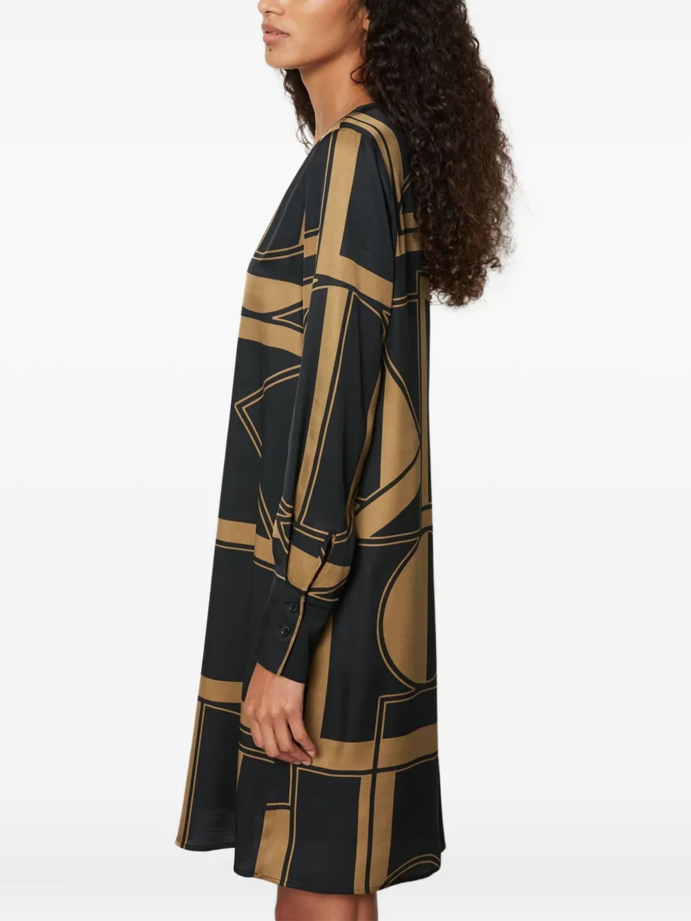 Marc O'Polo Mini-jurk met geometrische print en lange mouwen Zwart
