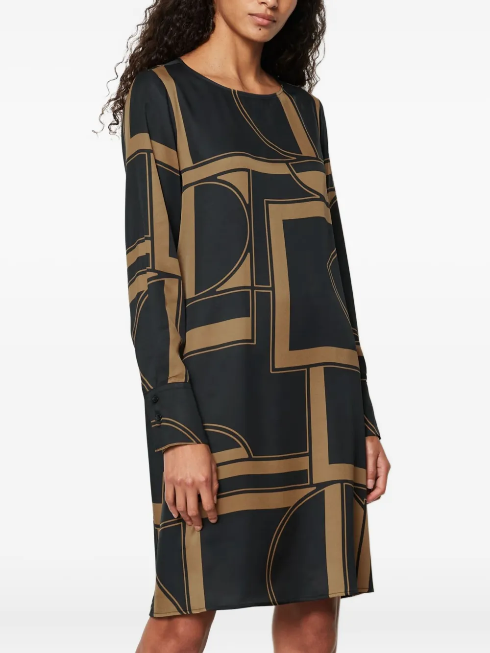 Marc O'Polo Mini-jurk met geometrische print en lange mouwen Zwart