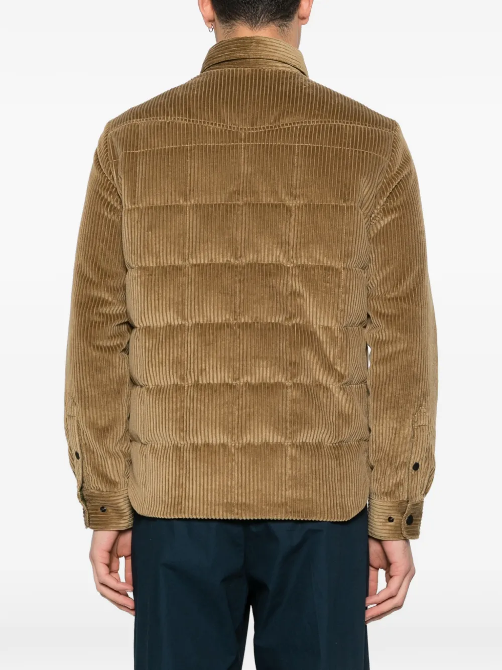 Moncler Grenoble Gelt ribfluwelen gewatteerd shirtjack Bruin