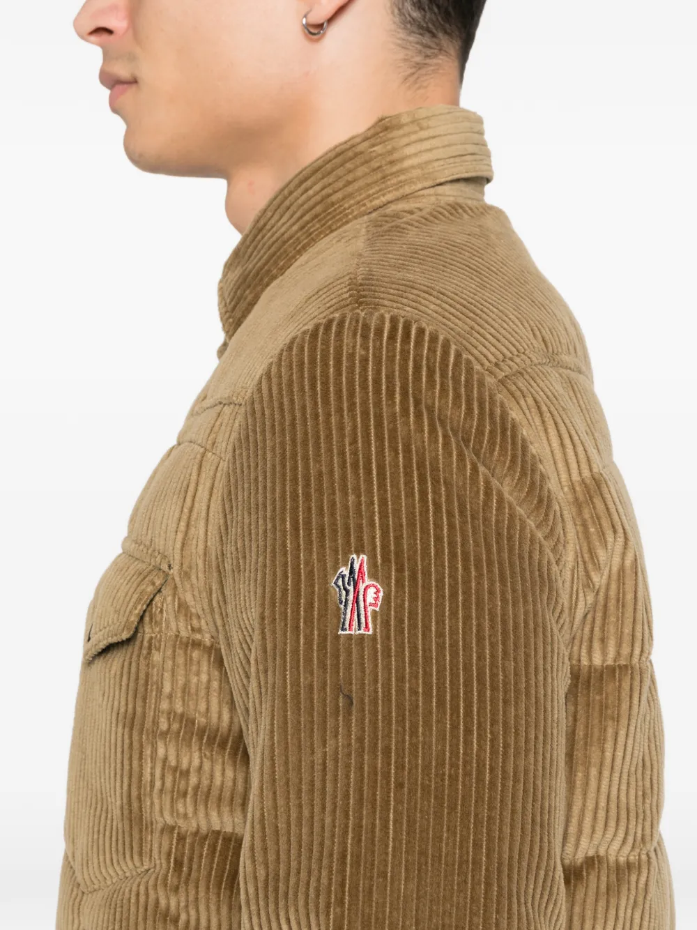 Moncler Grenoble Gelt ribfluwelen gewatteerd shirtjack Bruin