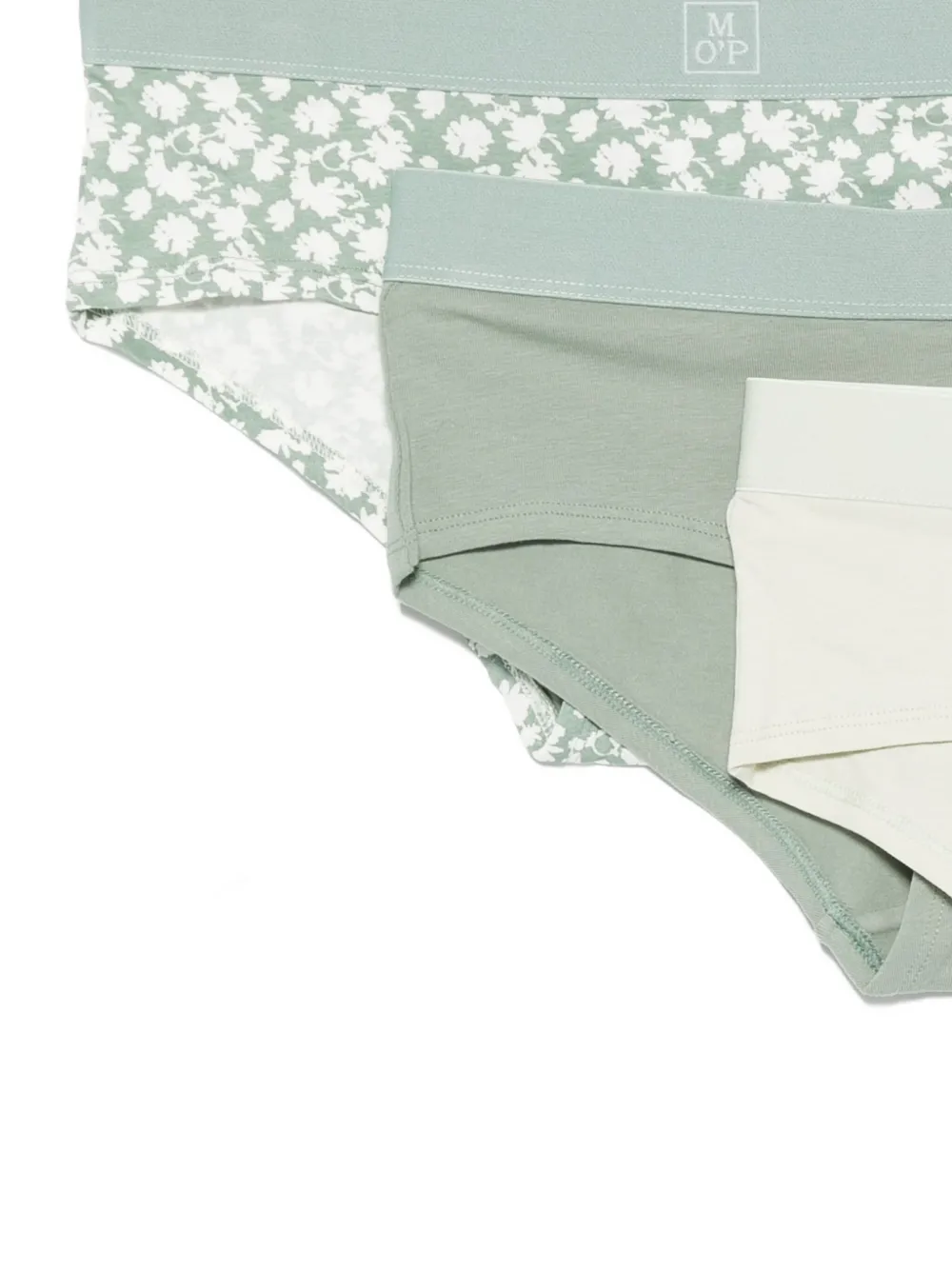 Marc O'Polo Drie slips met bloemenprint Groen