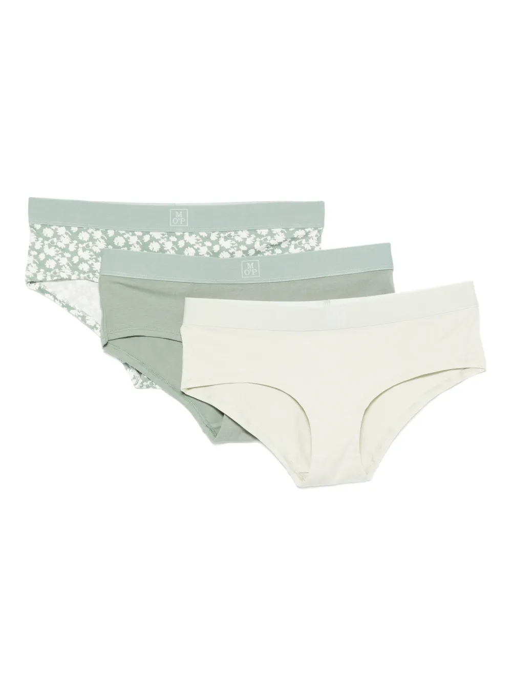 Marc O'Polo Drie slips met bloemenprint Groen