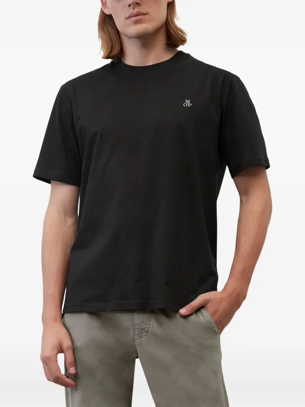 Marc O'polo Logo-embroidered T-shirt In Black
