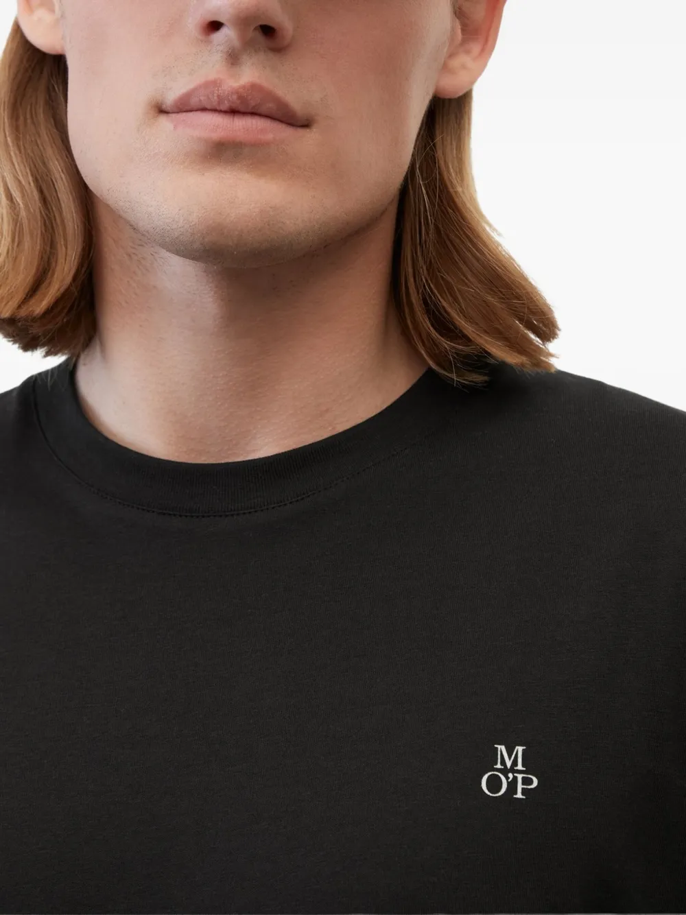 Marc O'polo Logo-embroidered T-shirt In Black