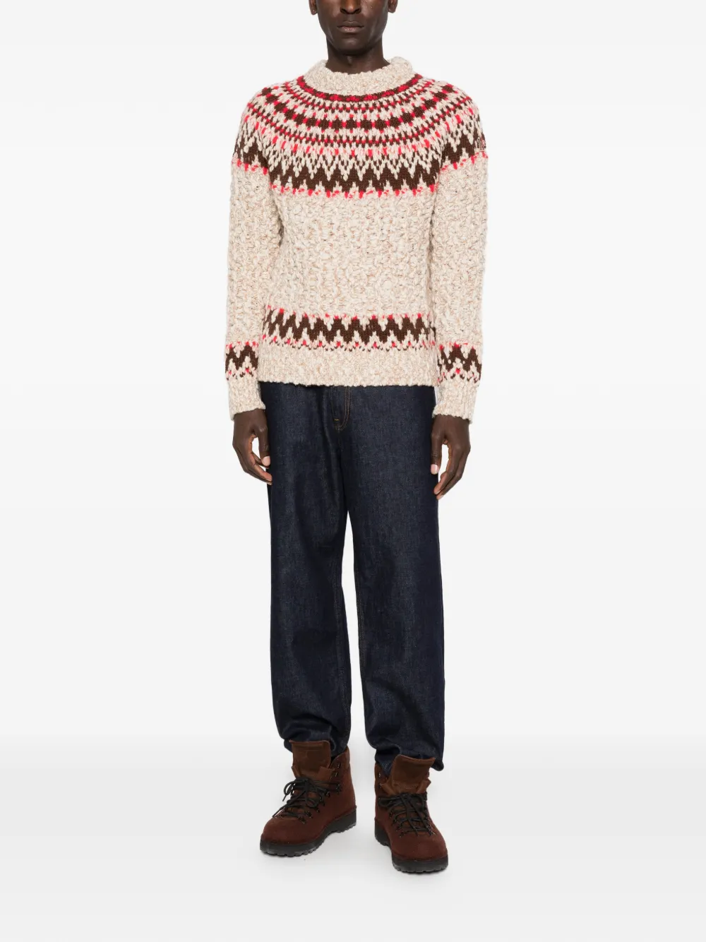 Moncler Grenoble fairisle-pattern crew-neck sweater - Beige