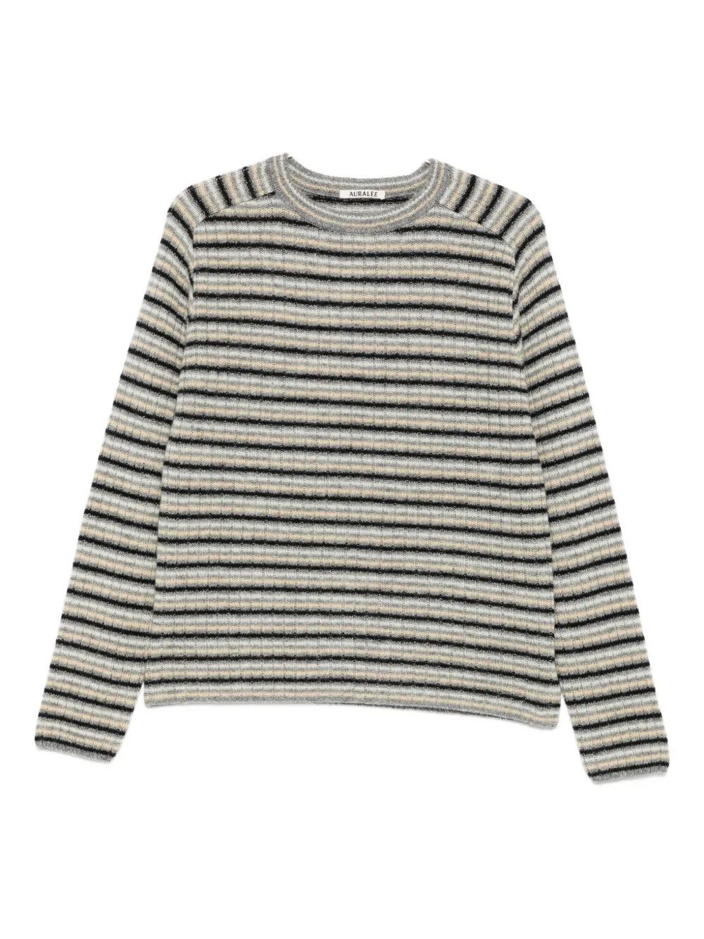 Auralee Stripe-pattern Sweater In Black