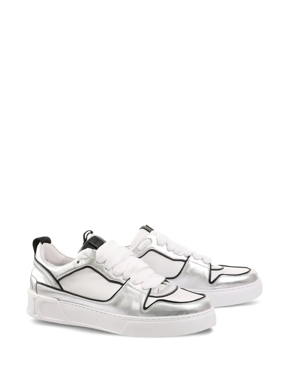 Hogl Macba Seven metallic leather panelled sneakers - Zilver
