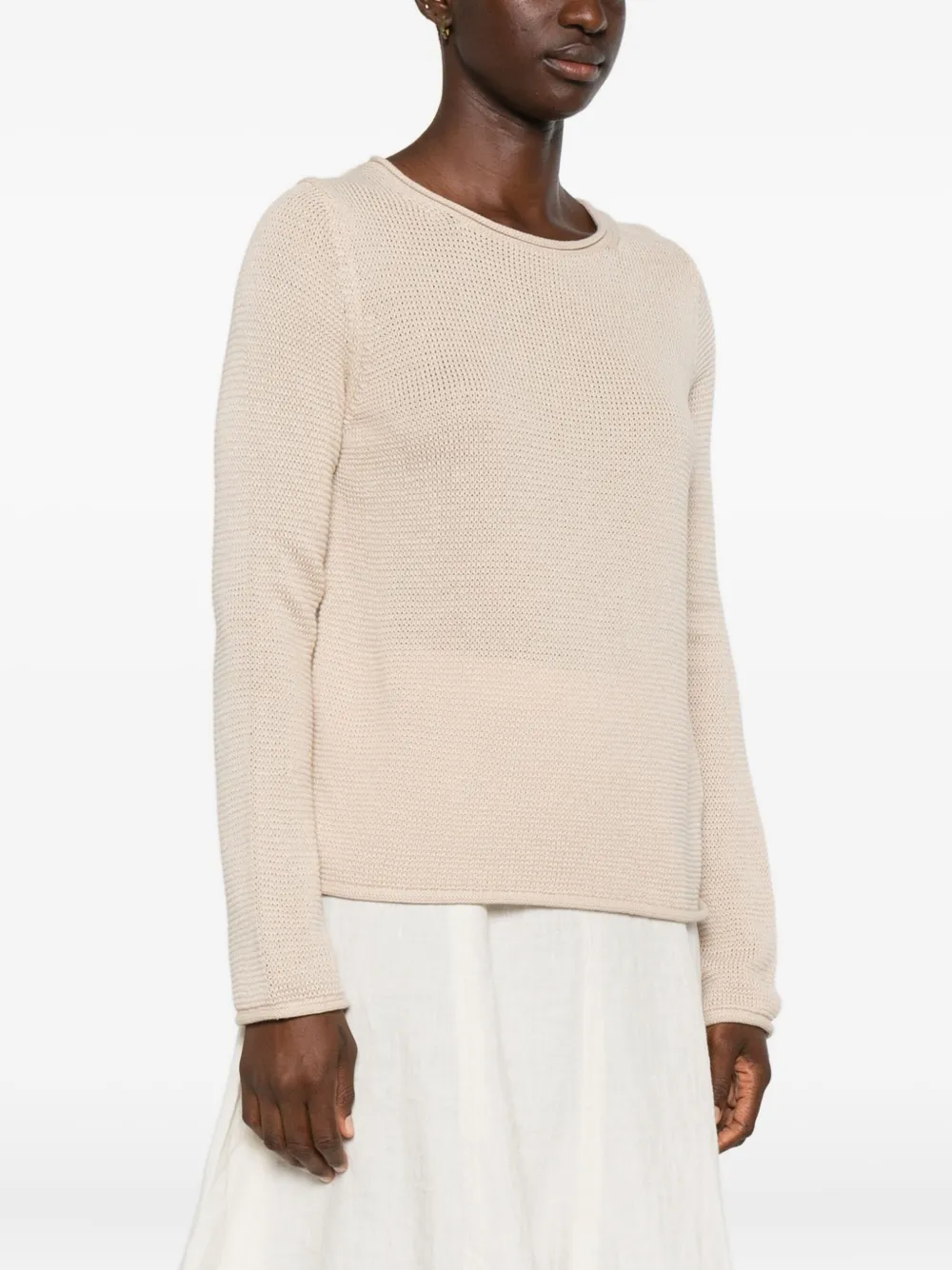 Marc O'Polo Katoenen trui met ronde hals Beige