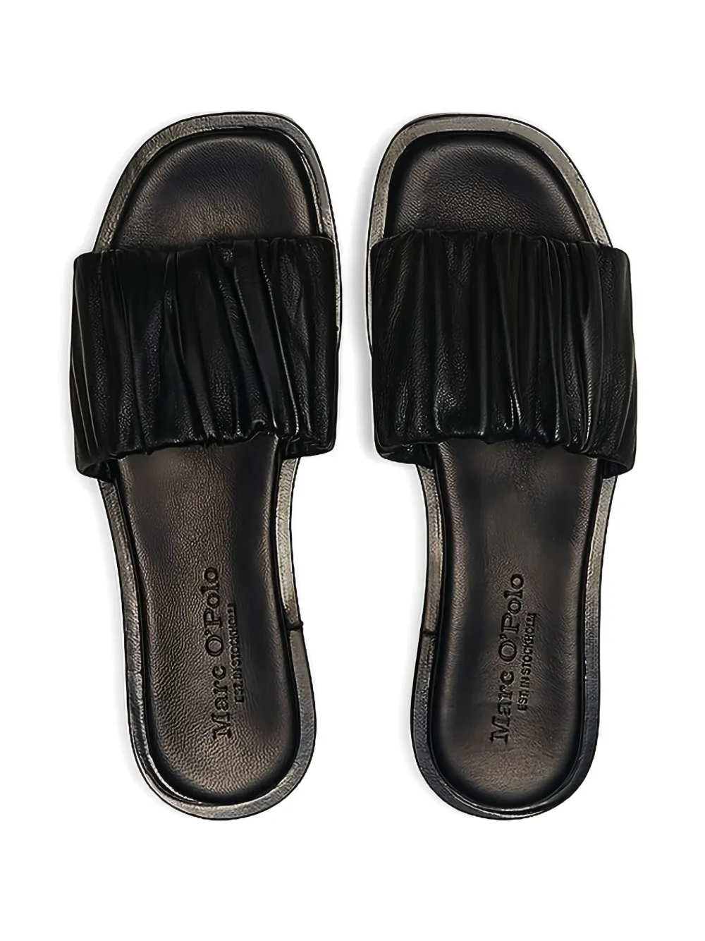 Marc O'Polo pleated-strap slide sandals Black