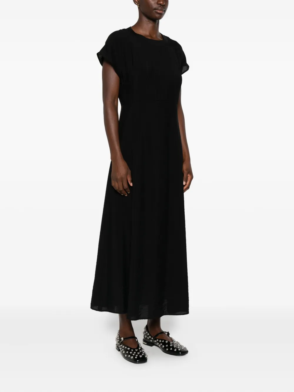 Marc O'Polo Flared midi-jurk met kapmouwen Zwart