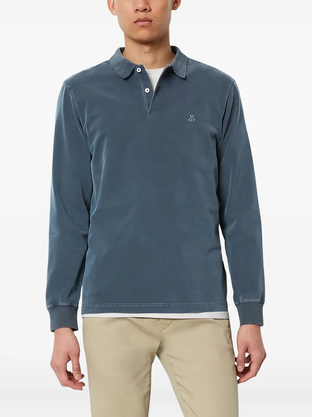 Marc O'Polo Poloshirt met lange mouwen Blauw