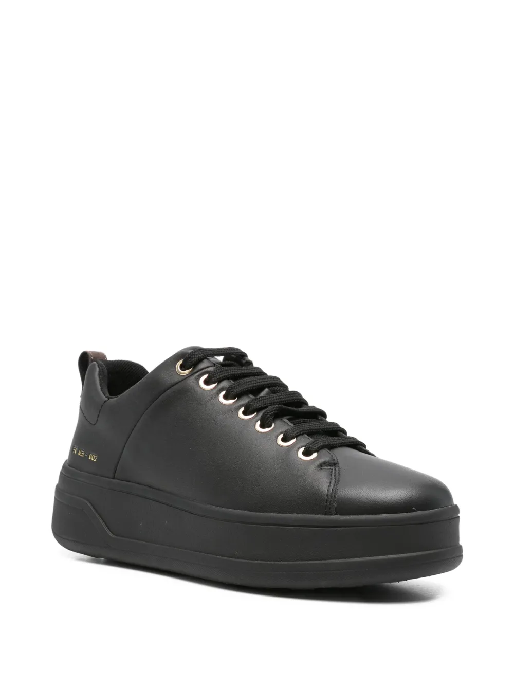 Geox Spherica Ecub leren sneakers met plateauzool - Zwart