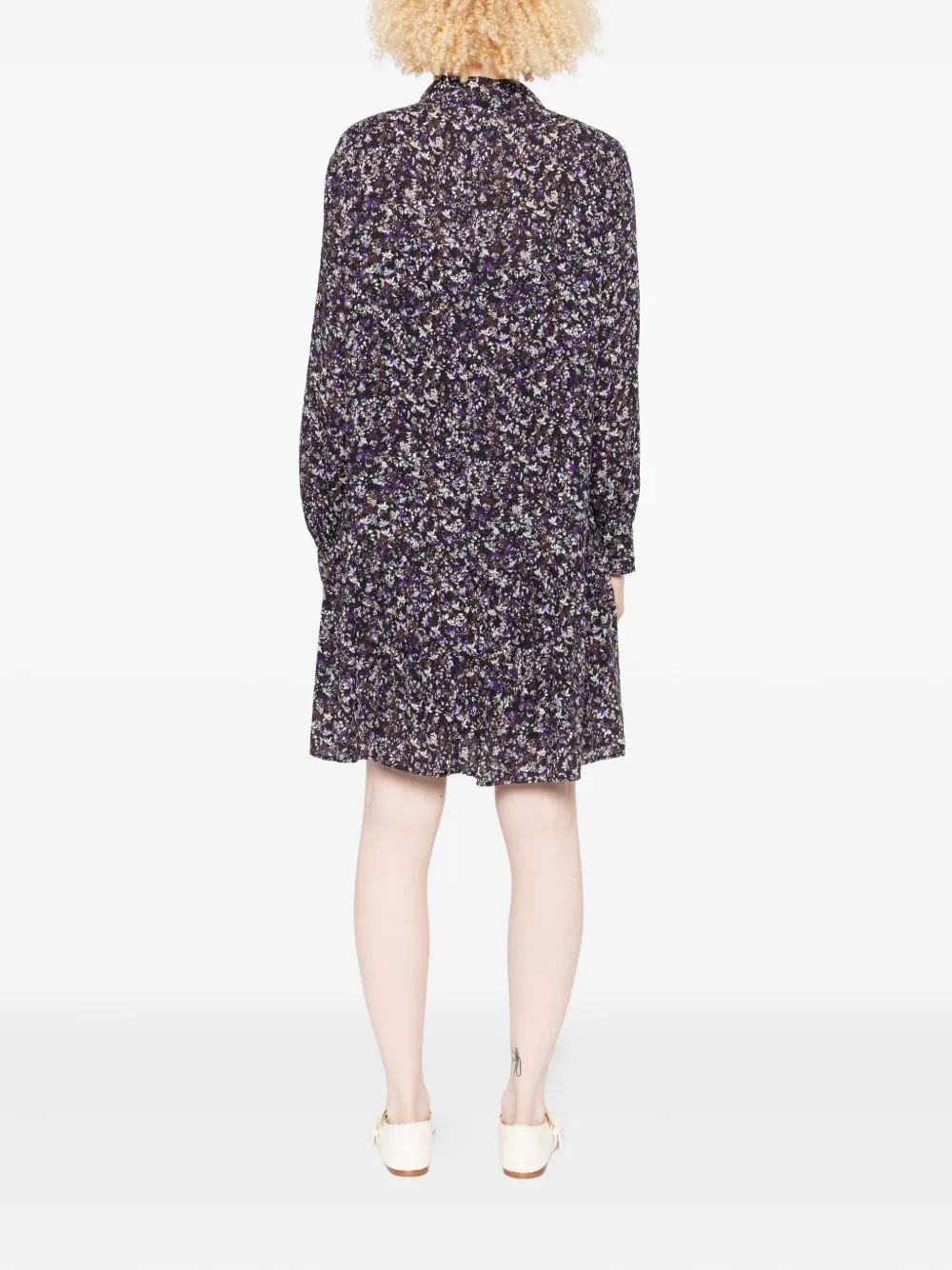 Marc O'Polo floral-print shirt dress Zwart