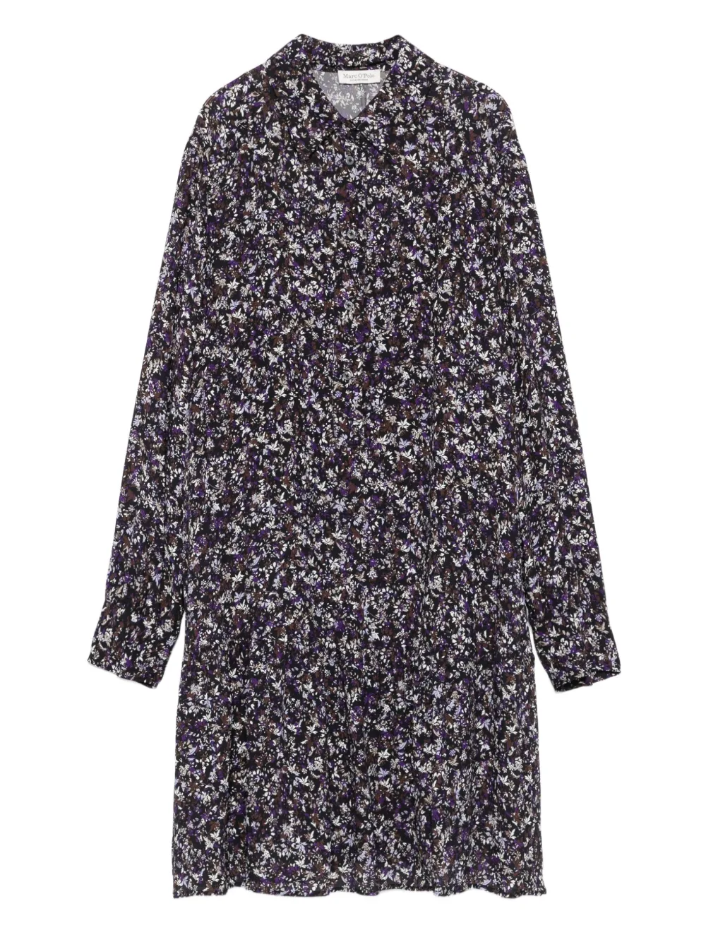 Marc O'Polo floral-print shirt dress Zwart