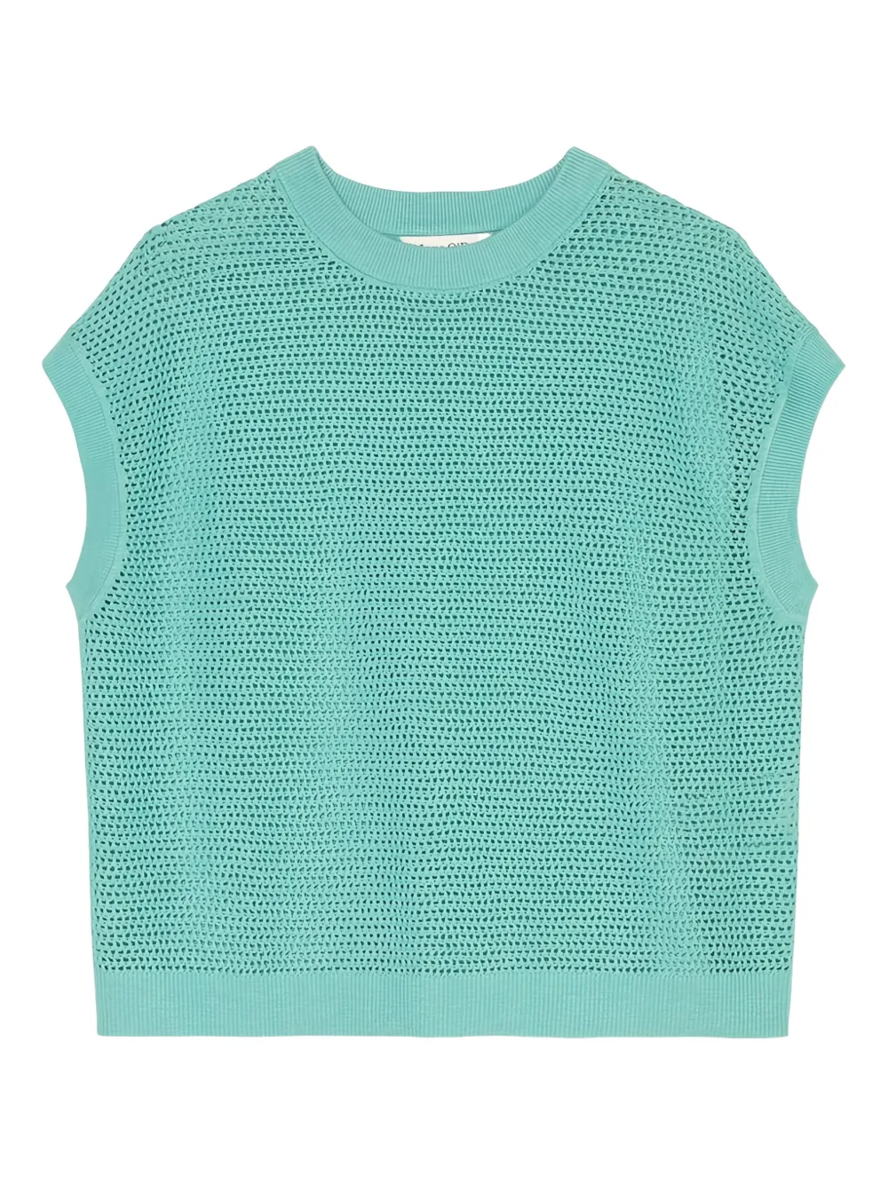 crochet-knit short-sleeve top