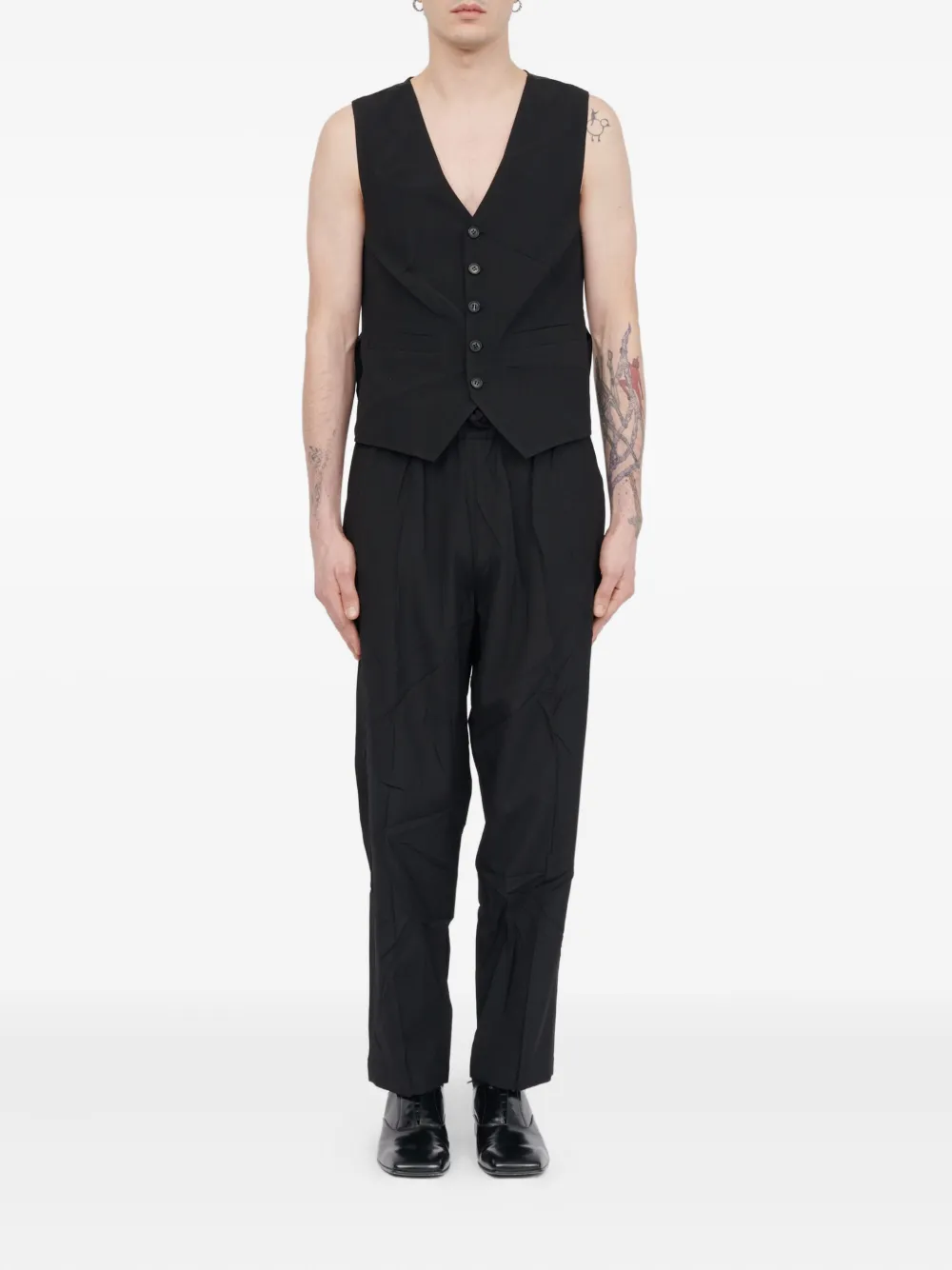 MM6 Maison Margiela Gilet met enkele rij knopen Zwart