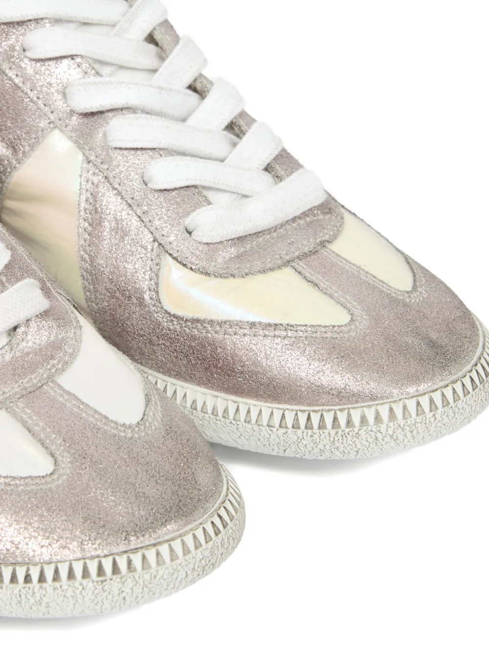 Maison Margiela Metallic leren sneakers met vlakken Beige