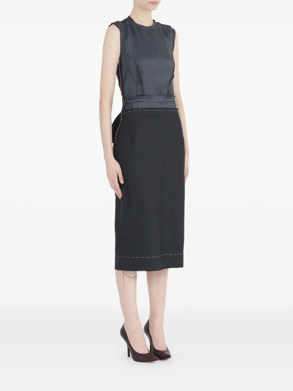 Maison Margiela Panelled Pencil Dress In Black