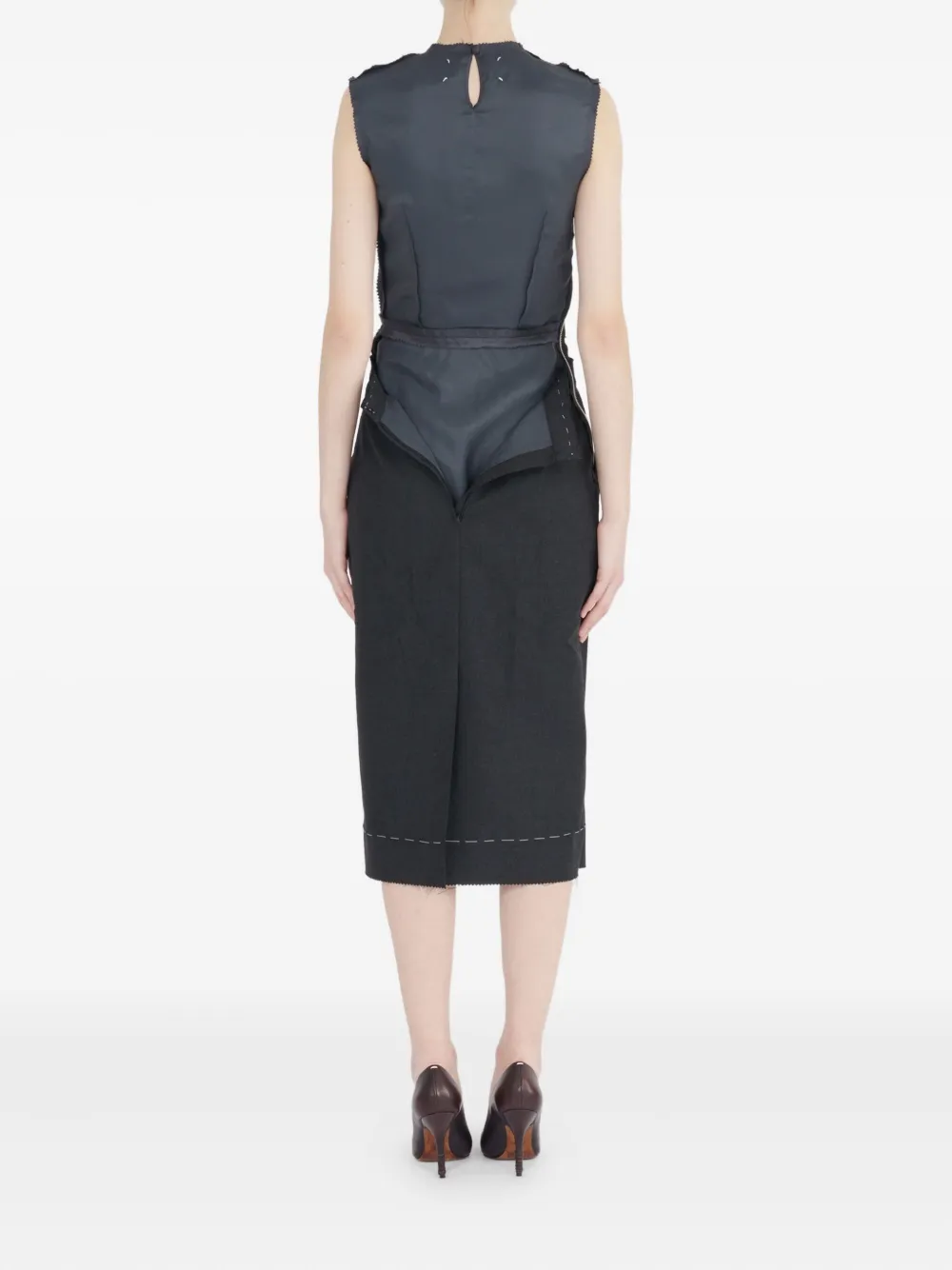 Maison Margiela Panelled Pencil Dress In Black
