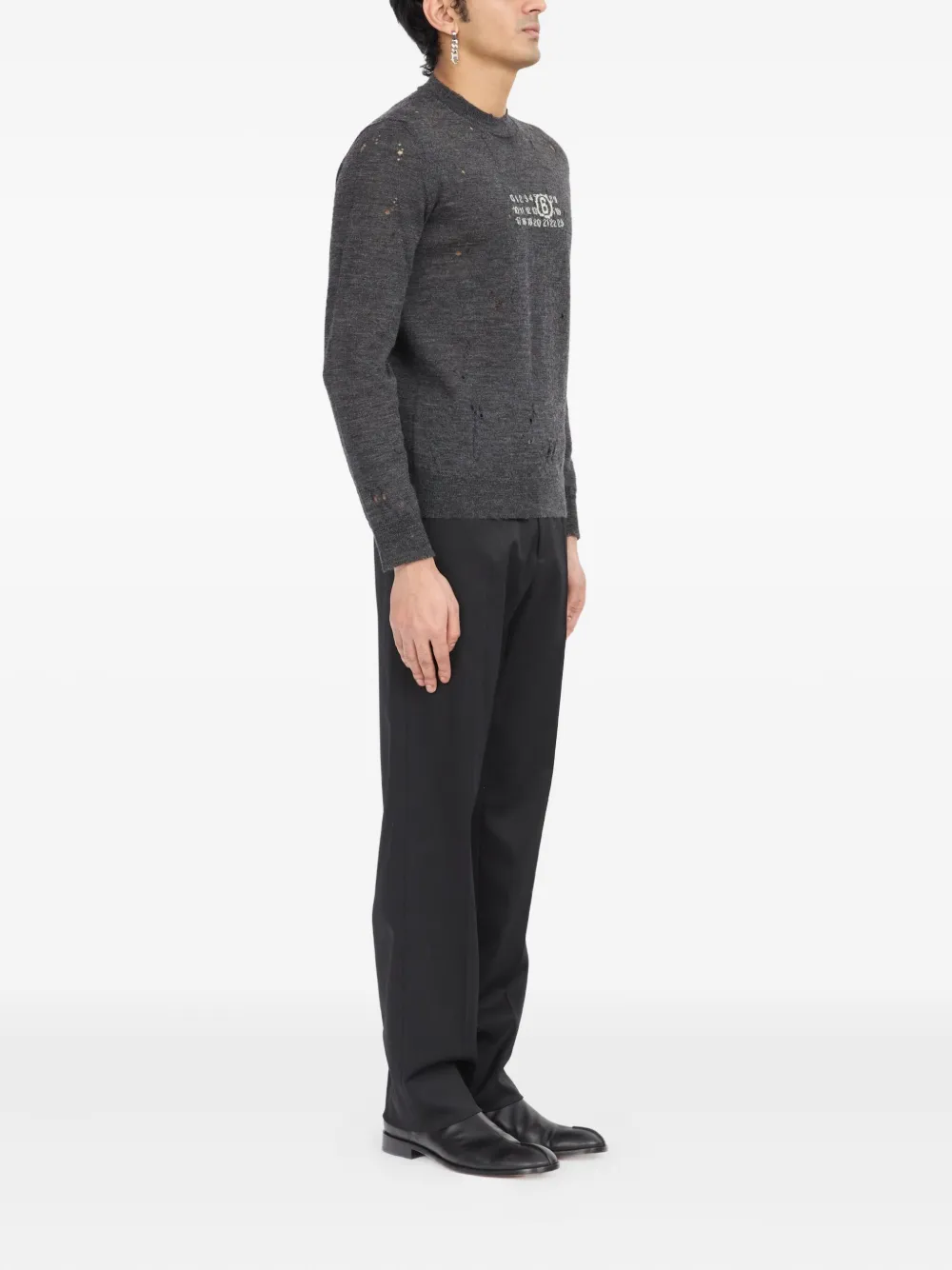 MM6 Maison Margiela Numeric trui met ronde hals Grijs