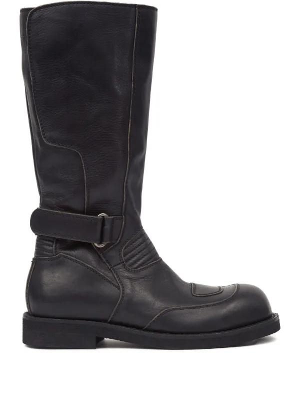MM6 メゾンマルジェラ レザー ロングブーツ MM6 Maison Margiela レザーロングブーツ | ブラック | FARFETCH JP