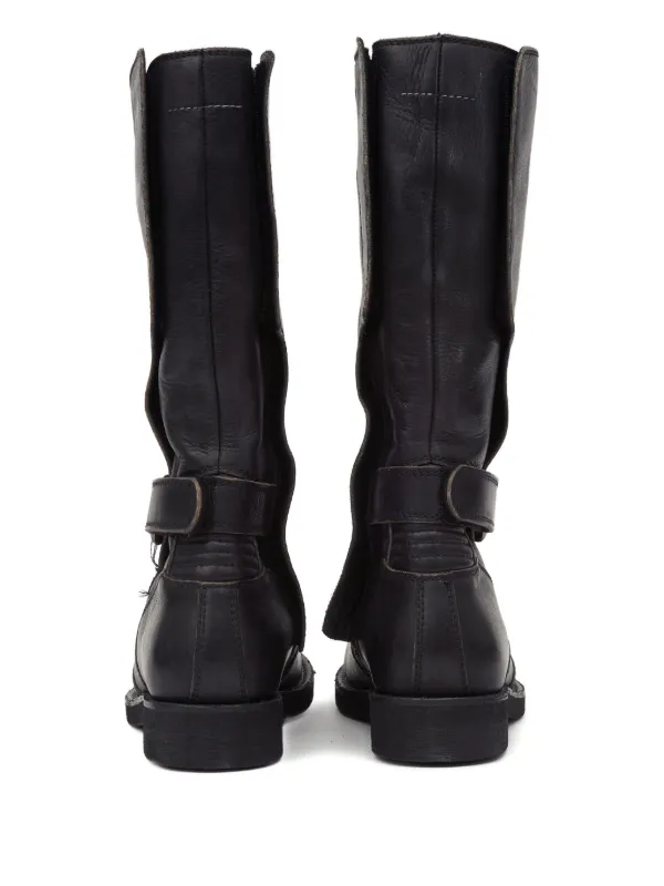 MM6 メゾンマルジェラ レザー ロングブーツ MM6 Maison Margiela レザーロングブーツ | ブラック | FARFETCH JP