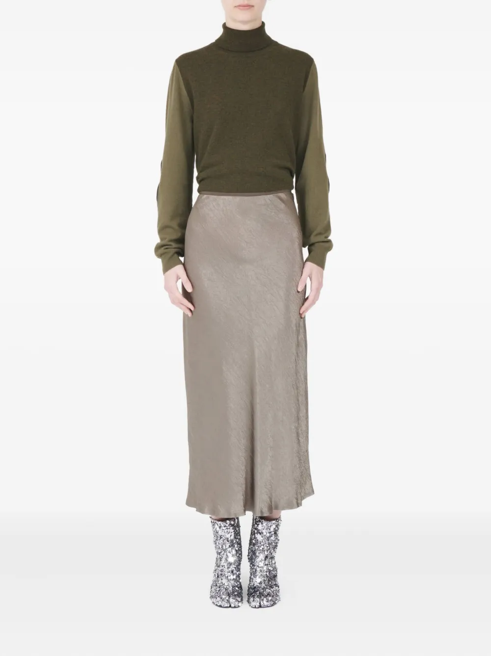 Maison Margiela Uitgesneden midi-rok Bruin