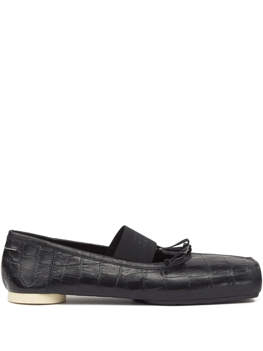 Mm6 Maison Margiela Crocodile-embossed Ballet Flats In Black
