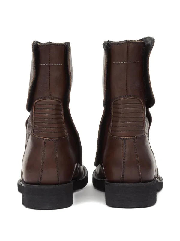 MM6 Maison Margiela レザー ブーツ | ブラウン | FARFETCH JP