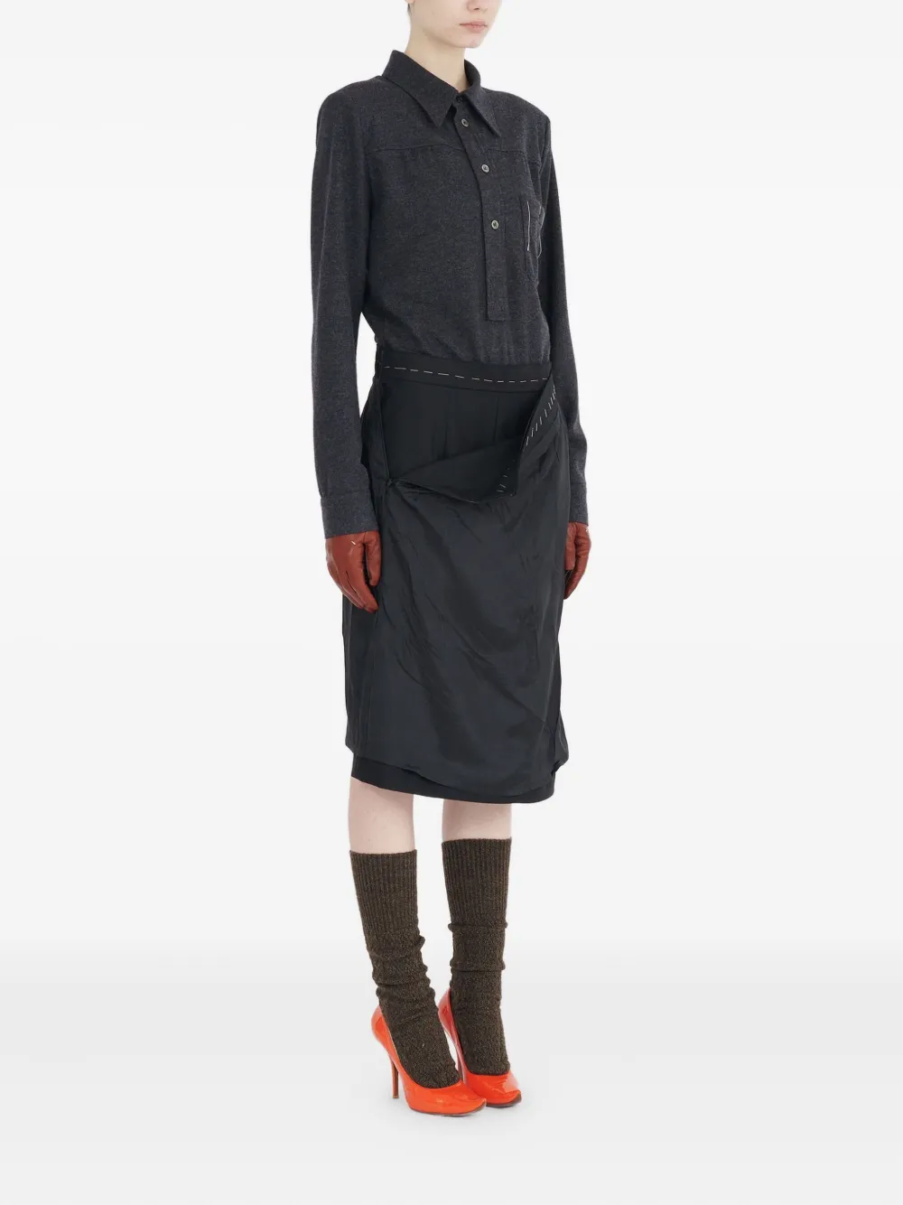 Maison Margiela Long Sleeve Midi Dress In Blue