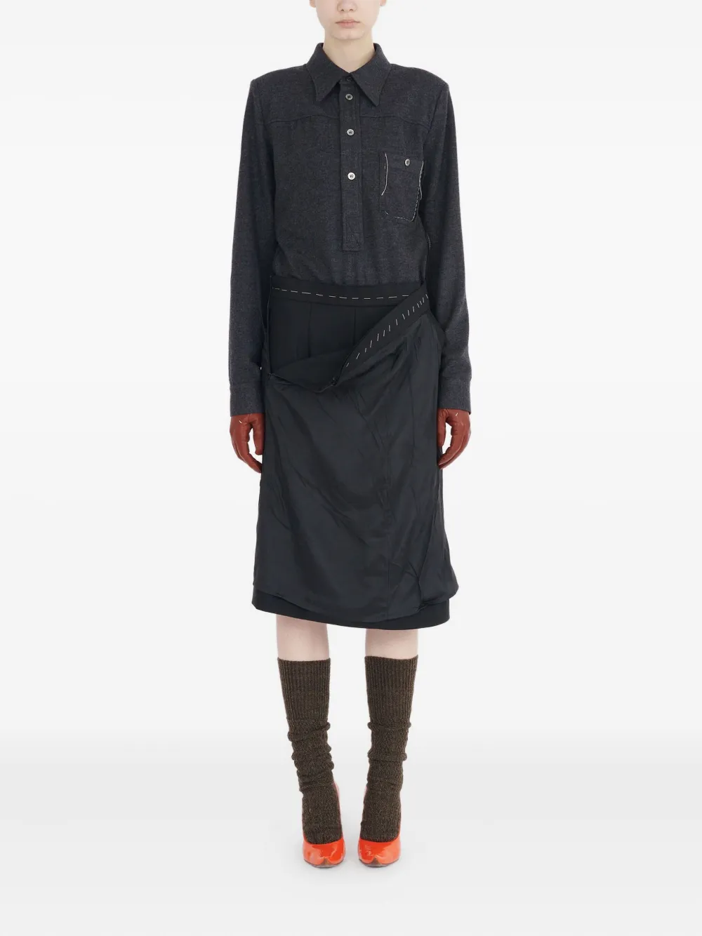 Maison Margiela long sleeve midi dress - Zwart