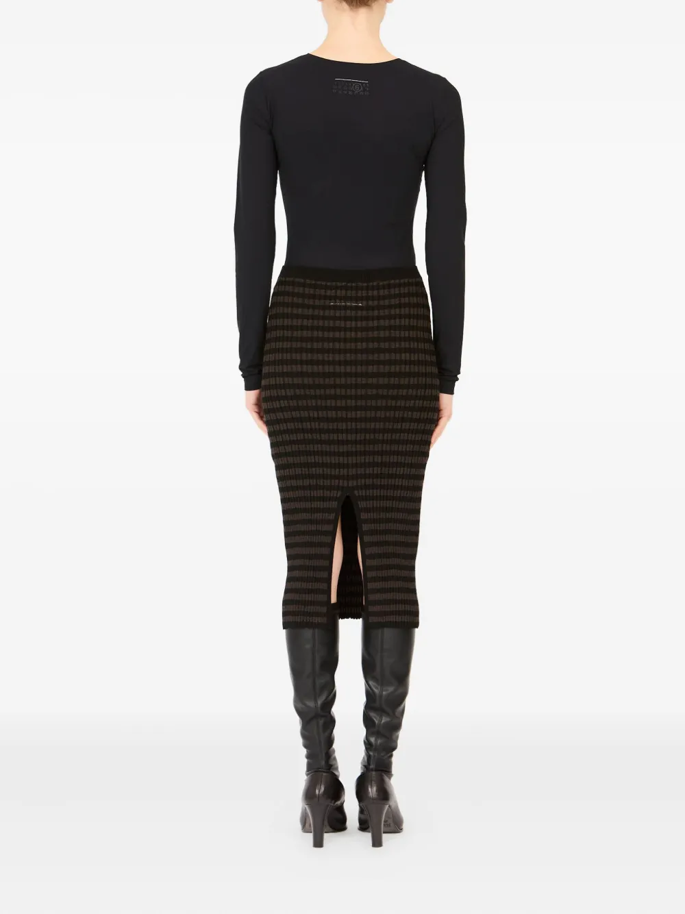 MM6 Maison Margiela Geribbelde midi-rok Bruin