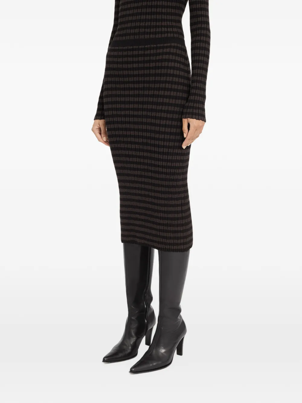 MM6 Maison Margiela Geribbelde midi-rok Bruin