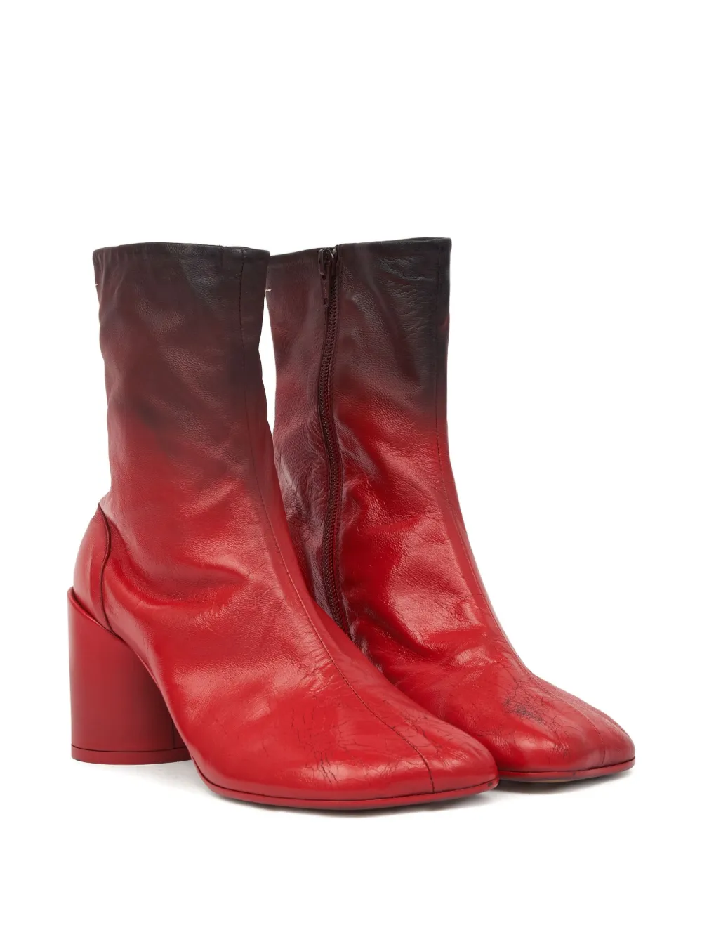 Mm6 Maison Margiela Leather Ankle Boots In Red
