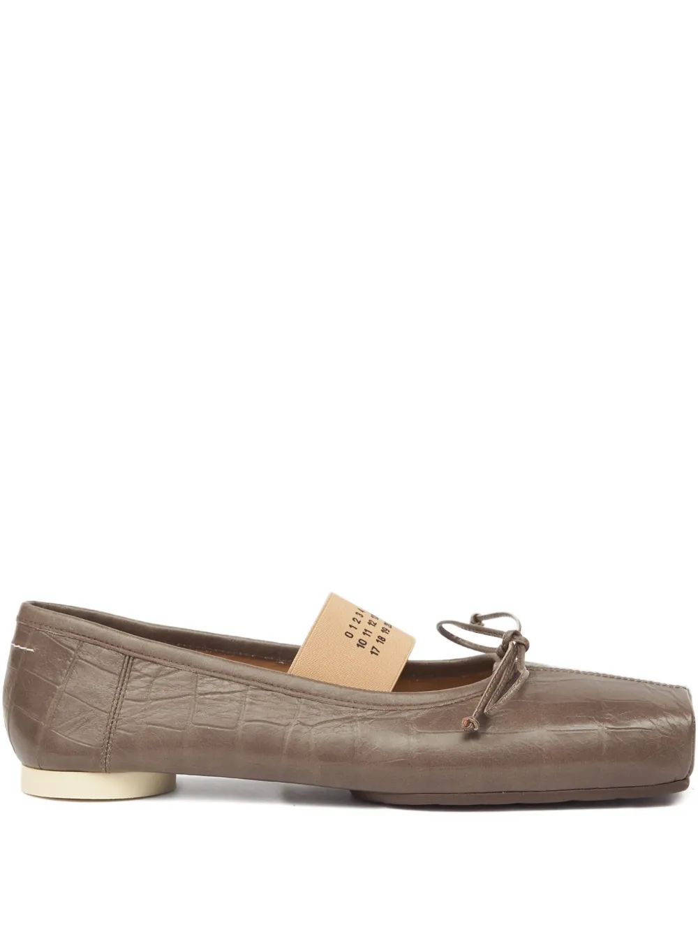 Mm6 Maison Margiela Crocodile-embossed Ballet Flats In Gray