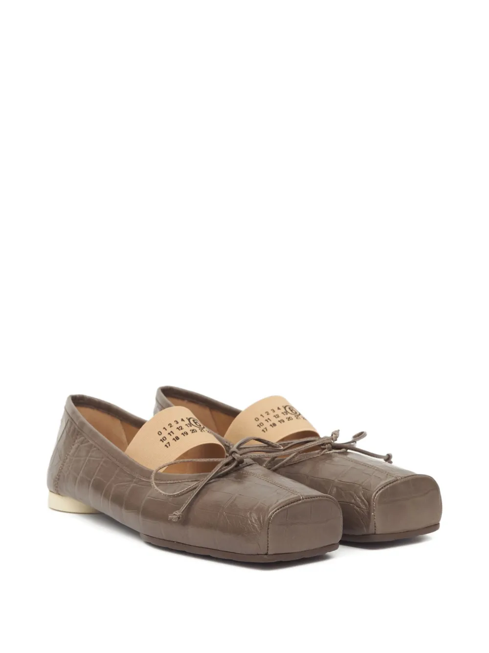 MM6 Maison Margiela Ballerina's met krokodillen-reliëf - Bruin