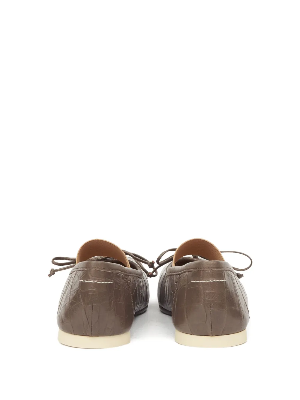 Mm6 Maison Margiela Crocodile-embossed Ballet Flats In Gray