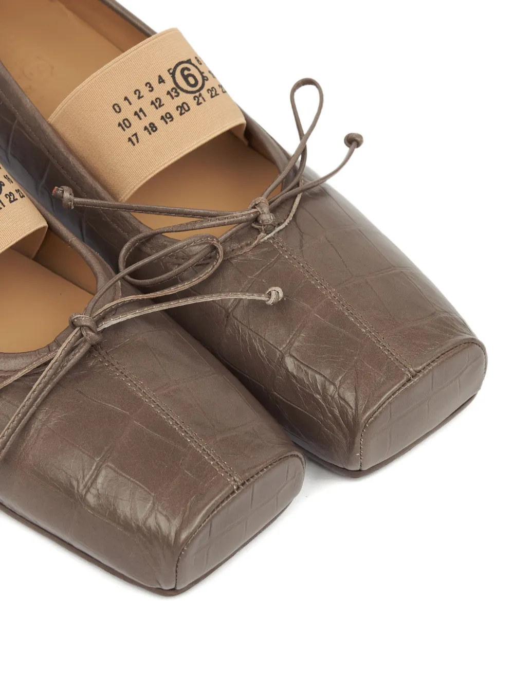 Mm6 Maison Margiela Crocodile-embossed Ballet Flats In Gray
