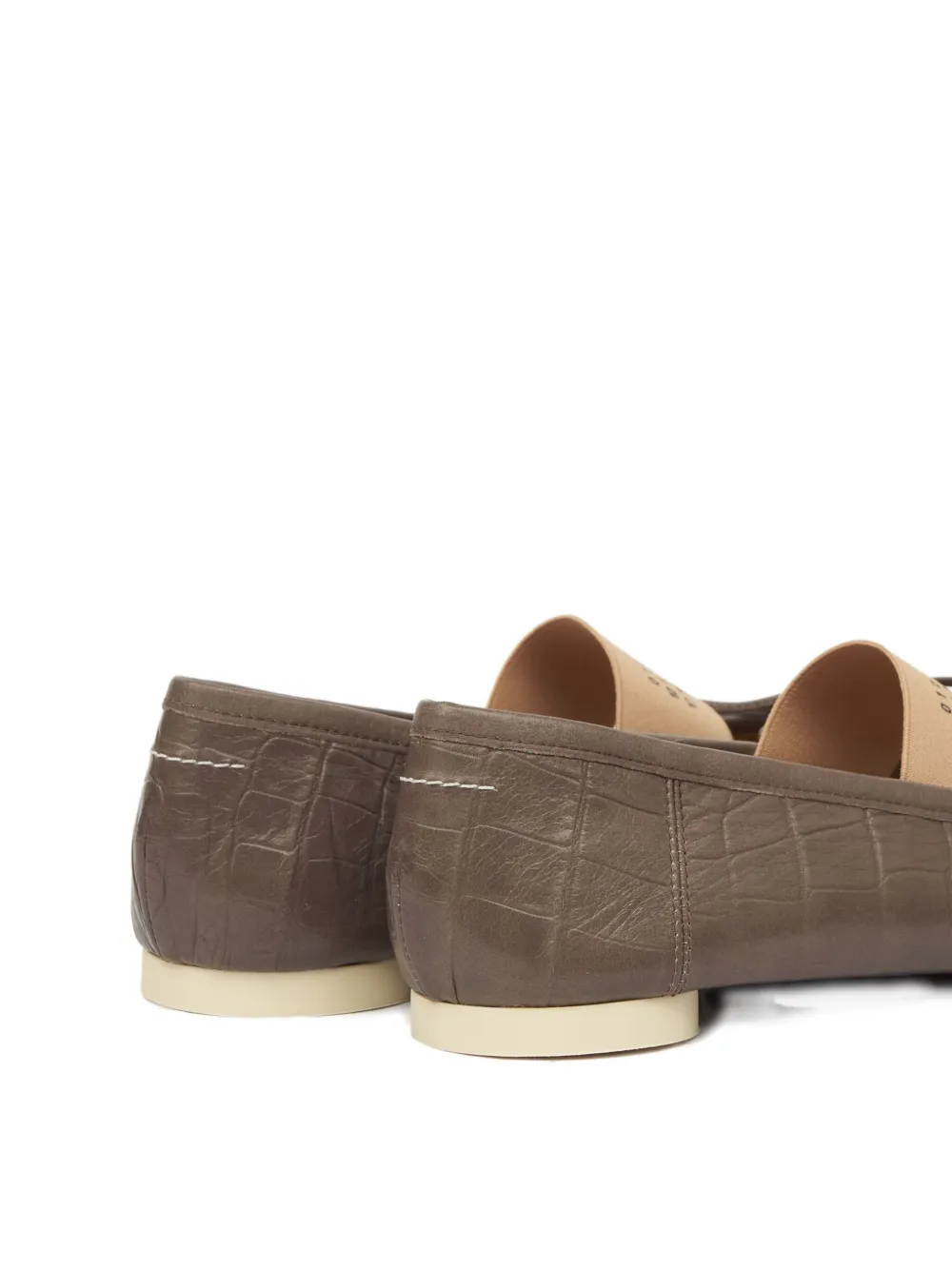 Mm6 Maison Margiela Crocodile-embossed Ballet Flats In Gray