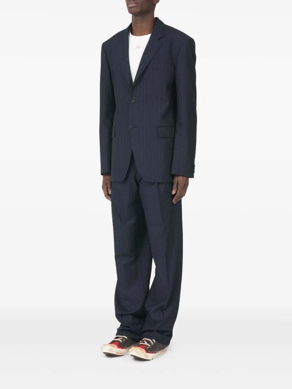 Maison Margiela Wollen blazer met krijtstreep Blauw