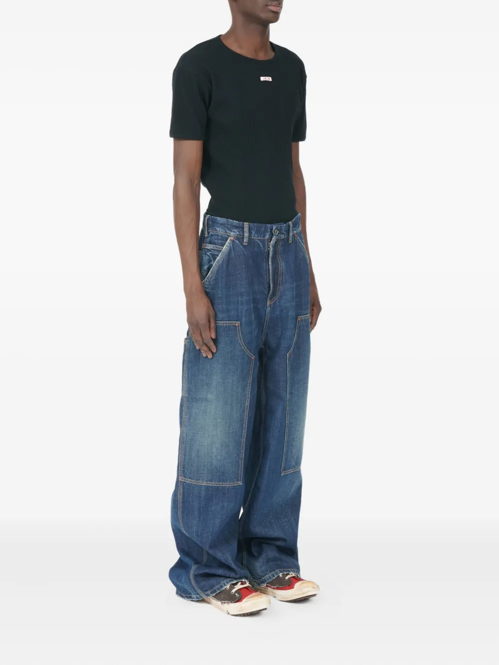 Maison Margiela High-waisted Wide-leg Denim Trousers In Blue