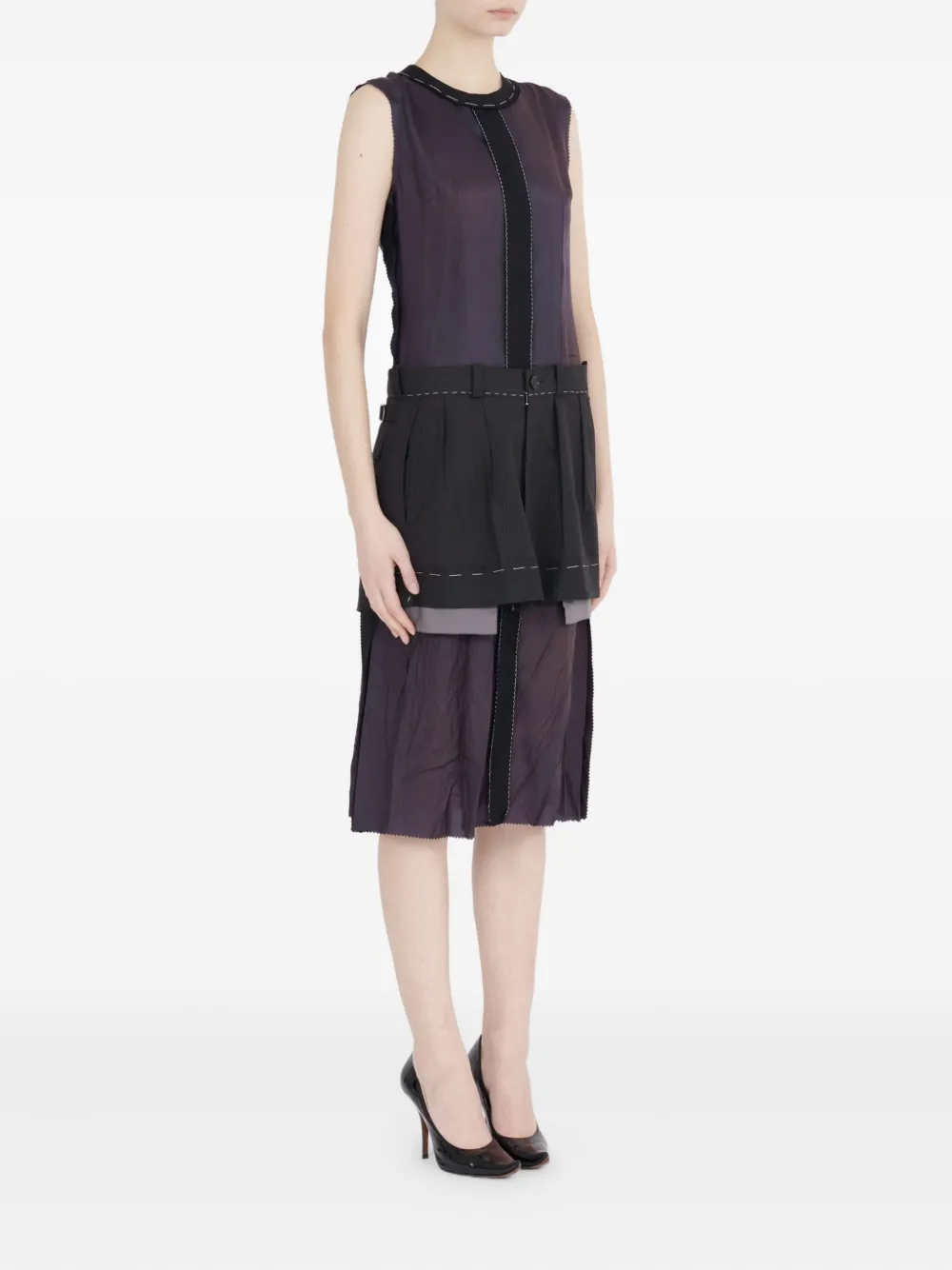 Maison Margiela Layered Sleeveless Dress In Purple