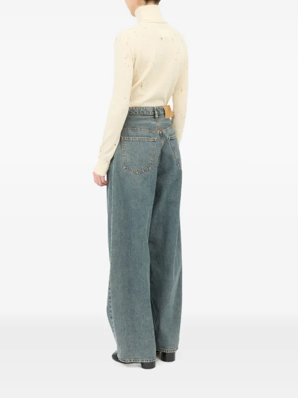 MM6 maison margiela ウォッシュドブルーフレアジーンズ MM6 Maison Margiela ファイブポケット ジーンズ | ブルー