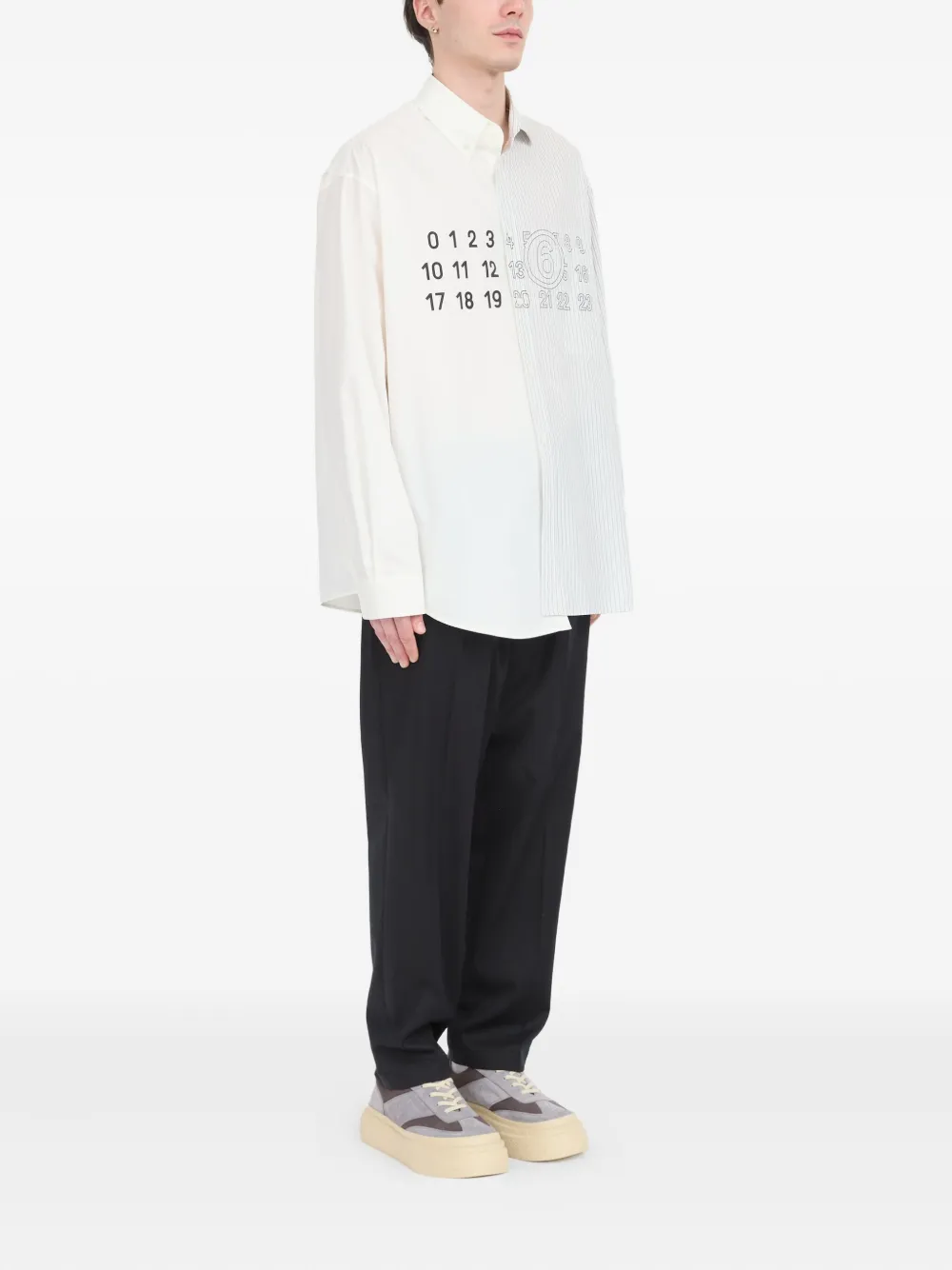 MM6 Maison Margiela Numbers-print shirt Wit