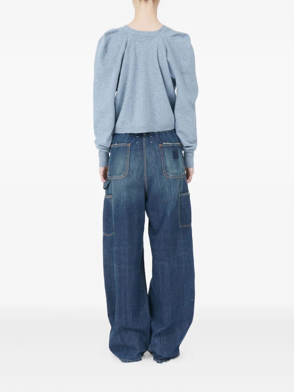 Maison Margiela Wool Cardigan In Blue