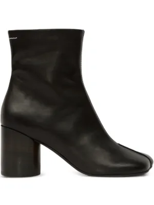 MM6 Maison Margiela レザーアンクルブーツ | ブラック | FARFETCH JP