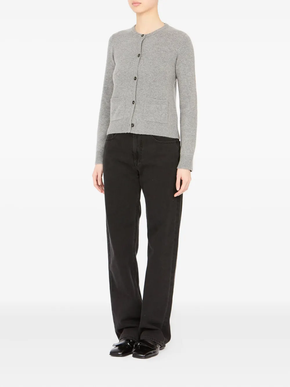 Mm6 Maison Margiela Patch-pocket Button Cardigan In Gray