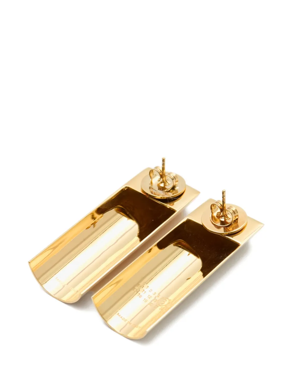 Mm6 Maison Margiela Logo-engraved Earrings In Gold