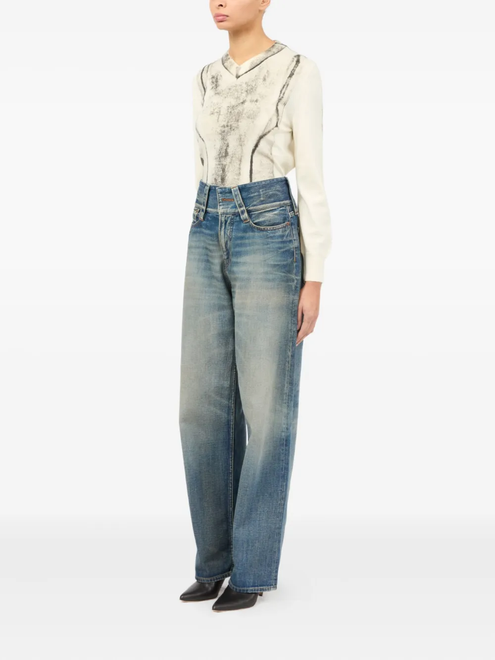 MM6 Maison Margiela Jeans met vervaagd effect - Blauw